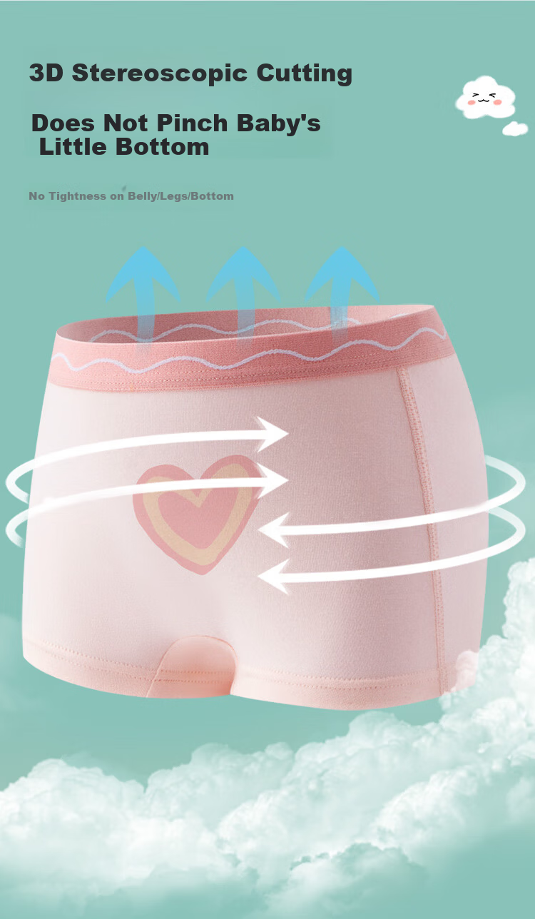 Hodo Kids Cotton Antibacterial Underwear 4-Pack Unisex Shorts Huapan Yu 130 4