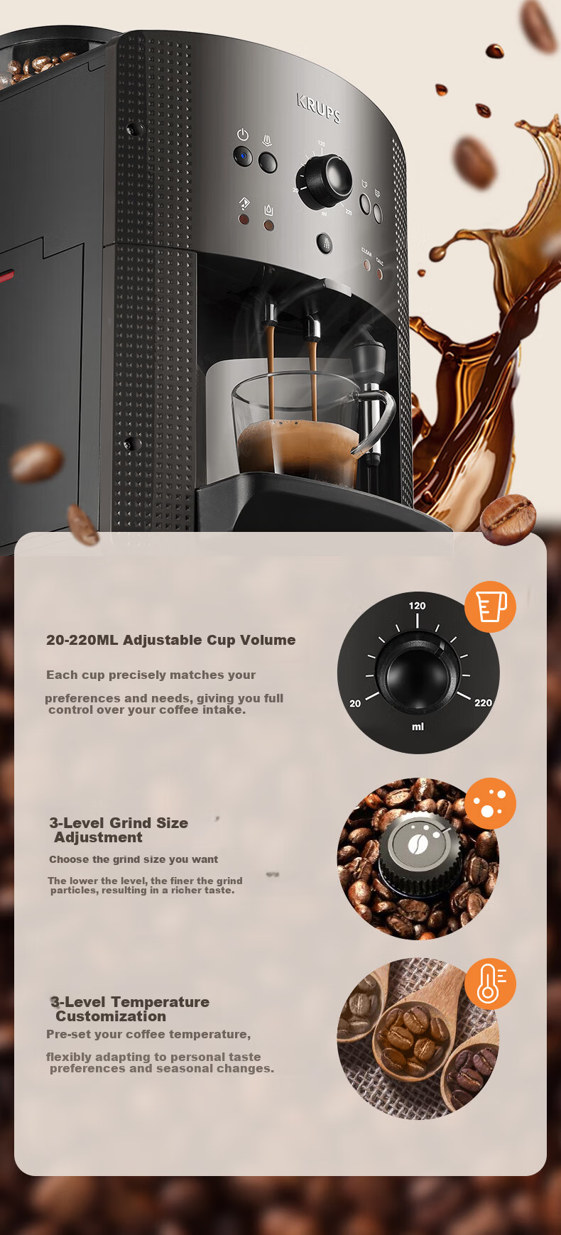 Krups Germany Fully Automatic Espresso Coffee Machine with Grinder EA810B80 Black Gray European Original Imported for Home/Office 13