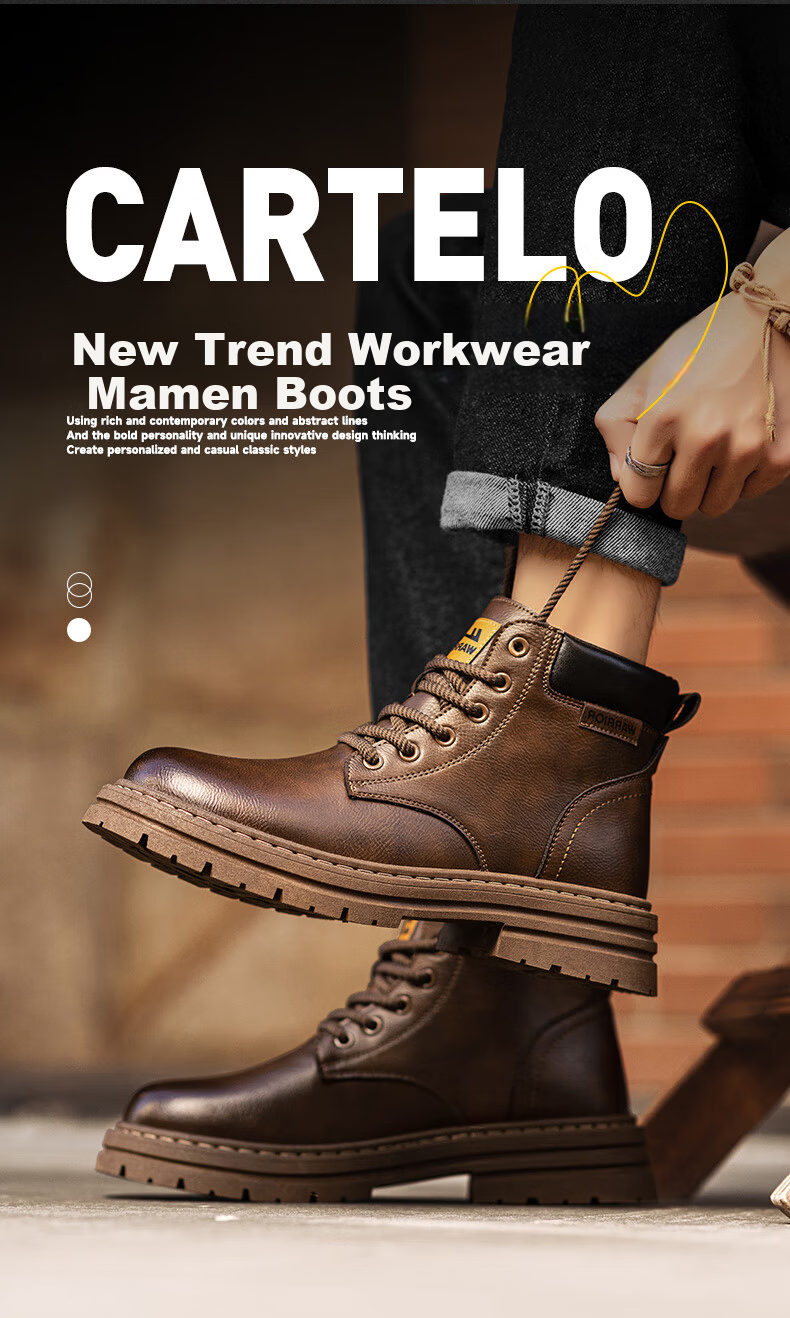 Warrior Men's Martin Boots 2025 Autumn Winter New British Style High-top Work Boots Brown 43 2022 4