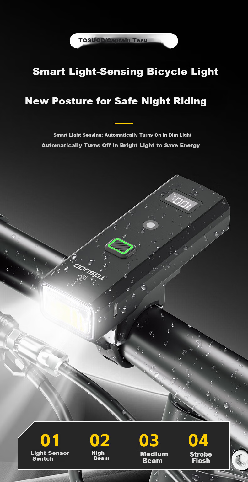 Captain Tas Bicycle High-Brightness Night Riding Front Light Mountain Road Bike Smart Sensor Strong Flashlight Children's Lighting Equipment 1