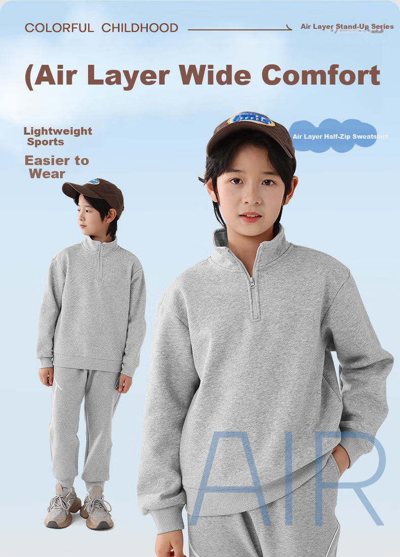 Baleno Boys' Pullover Hoodie Spring Autumn 2025 Half-Zip Casual Top Kids' Mid-Large Child Autumn Stand Collar Jacket 1