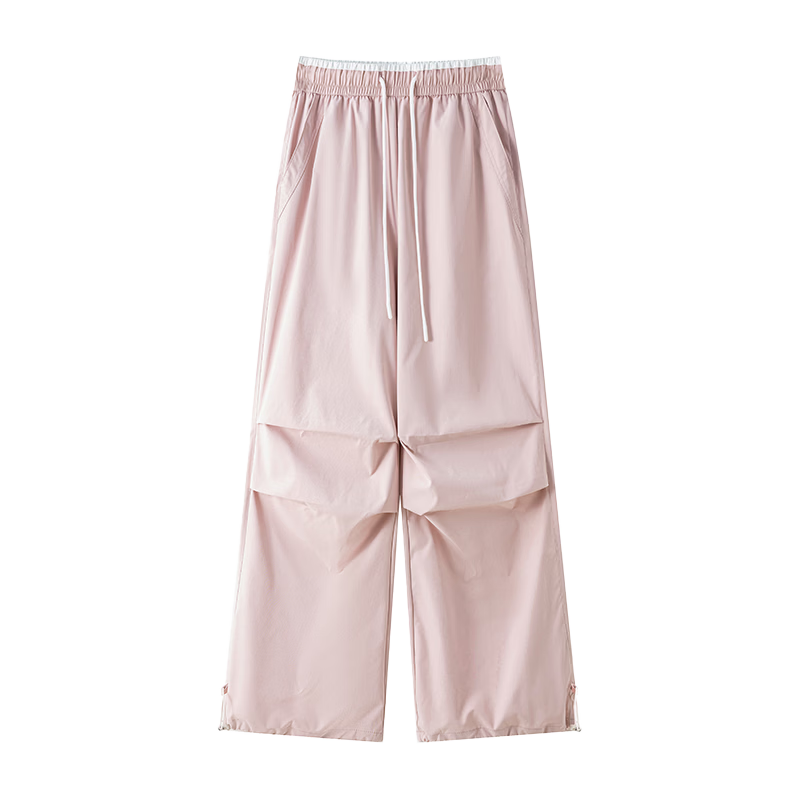 Borui Women's Summer Lightweight Ice-Feel American Work Pants Cool Paratrooper Outdoor Workwear Casual Straight-Leg Wide-Leg Pants