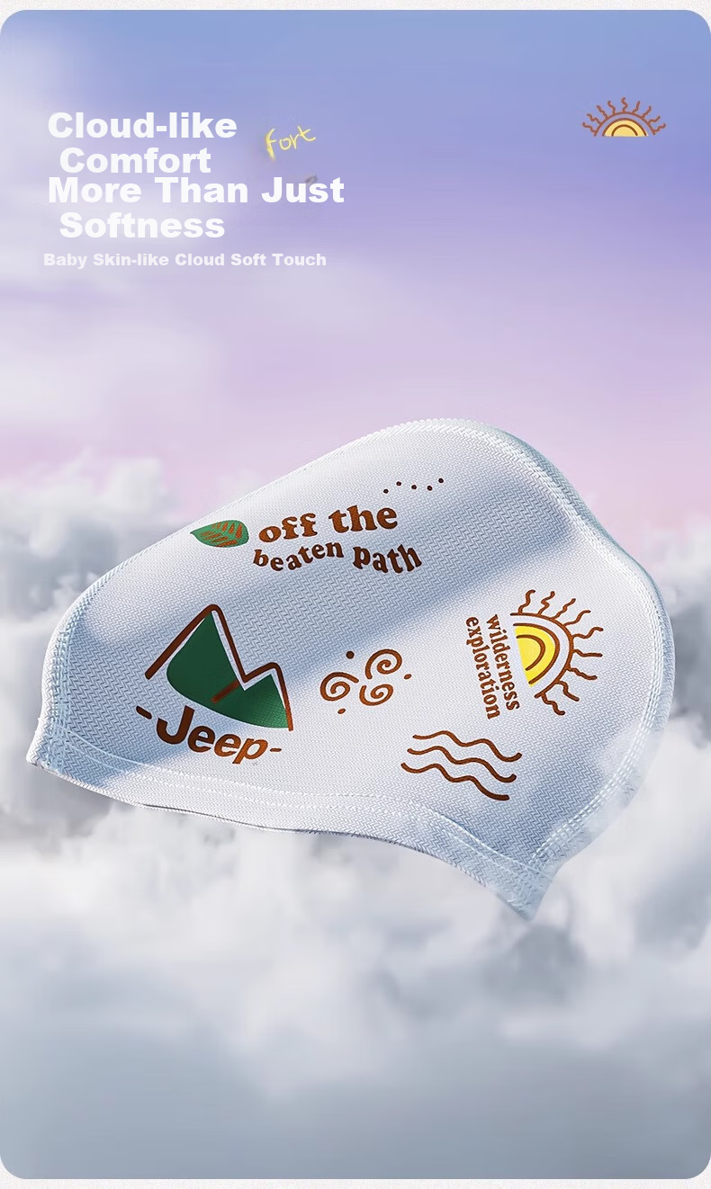 Jeep Children's Swim Cap, Professional Ear Protection for Girls And Boys, Waterproof, Non-Binding, Cute Cartoon Silicone Design, White 3