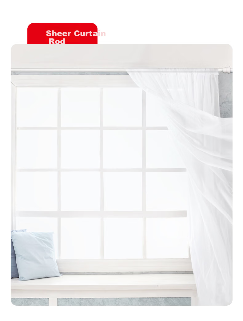 RIDDER German Imported Aviation Aluminum Alloy Shower Curtain Rod Telescopic No-Drill White 110-185cm 3