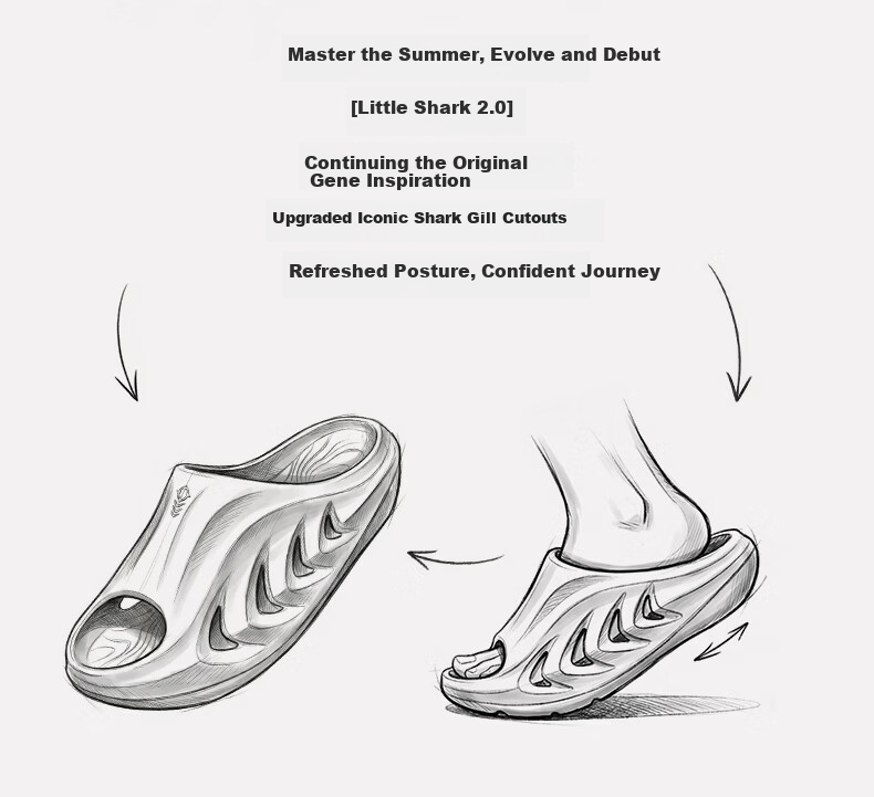 Zhunzhe Little Shark 2nd Generation Sports Slippers Men Summer Waterproof Non-slip Odor-resistant Antibacterial Home Outdoor Casual Sandals Women 4