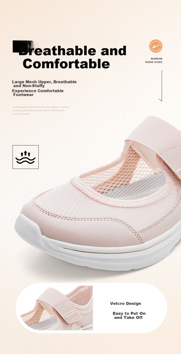 Warrior Women's Shoes 2026 New Shock Absorption and Pressure Relief Breathable Mesh Elderly Shoes Pink Size 39 6