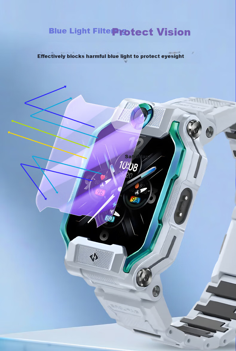 LANGLING 2-Pack Eye Protection Film for Xiaotiancai Z9 Tempered Glass Anti-Blue Light Screen Protector for Kids' Smartwatch Z9/Z9 Youth Edition/Aerospace Edition Scratch-Resistant Protective Film 4