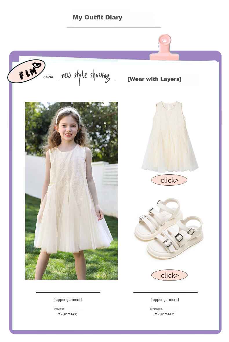 Fulomi Girls' Sleeveless Summer Dress Sweet Princess Birthday Party Dress Beige Size 130 3