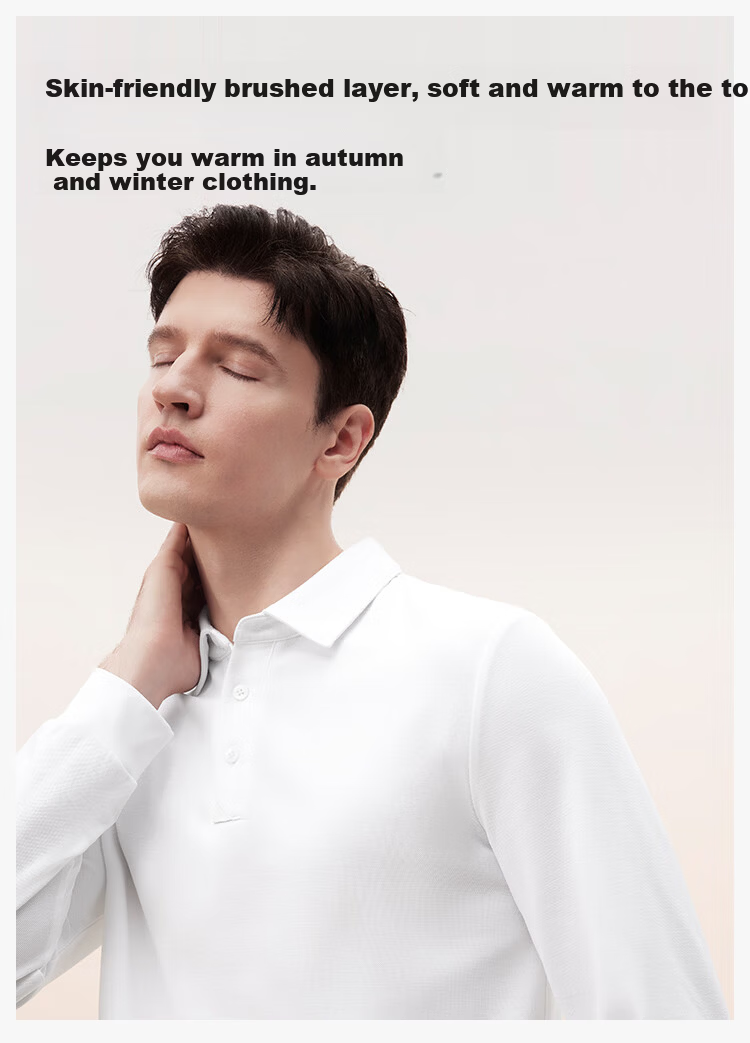 Thumb White Small T Long Sleeve Polo Shirt Spring and Autumn Men's Business Casual Versatile Top T-Shirt Navy Blue 2XL 4