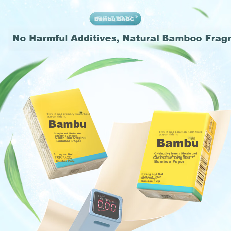 Bamboo Handkerchief Tissue 4-Ply 8 Sheets * 48 Packs Absorbent Durable Facial Tissue Small Pack
