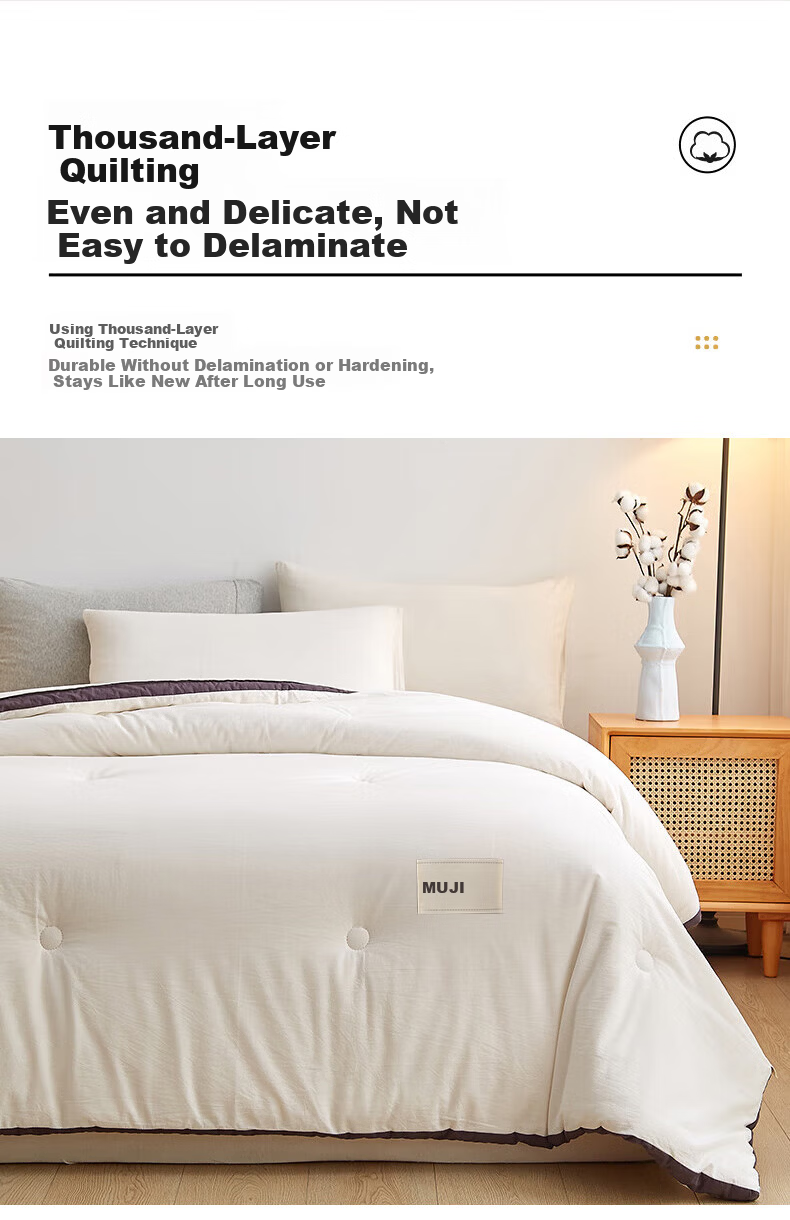 MUJI A-Grade 100% Xinjiang Cotton Quilt Single Student Dormitory Winter Thickened Cotton Quilt Core 6 Jin 150*200cm 8