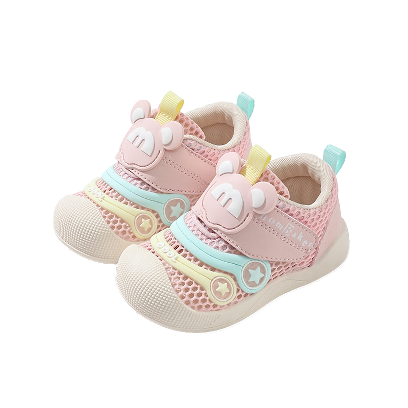 Tombek Baby Toddler Walking Shoes Summer Mesh Soft Sole Breathable Functional Shoes Caterpillar Kids Shoes Boys Girls Baby Pink Size 16