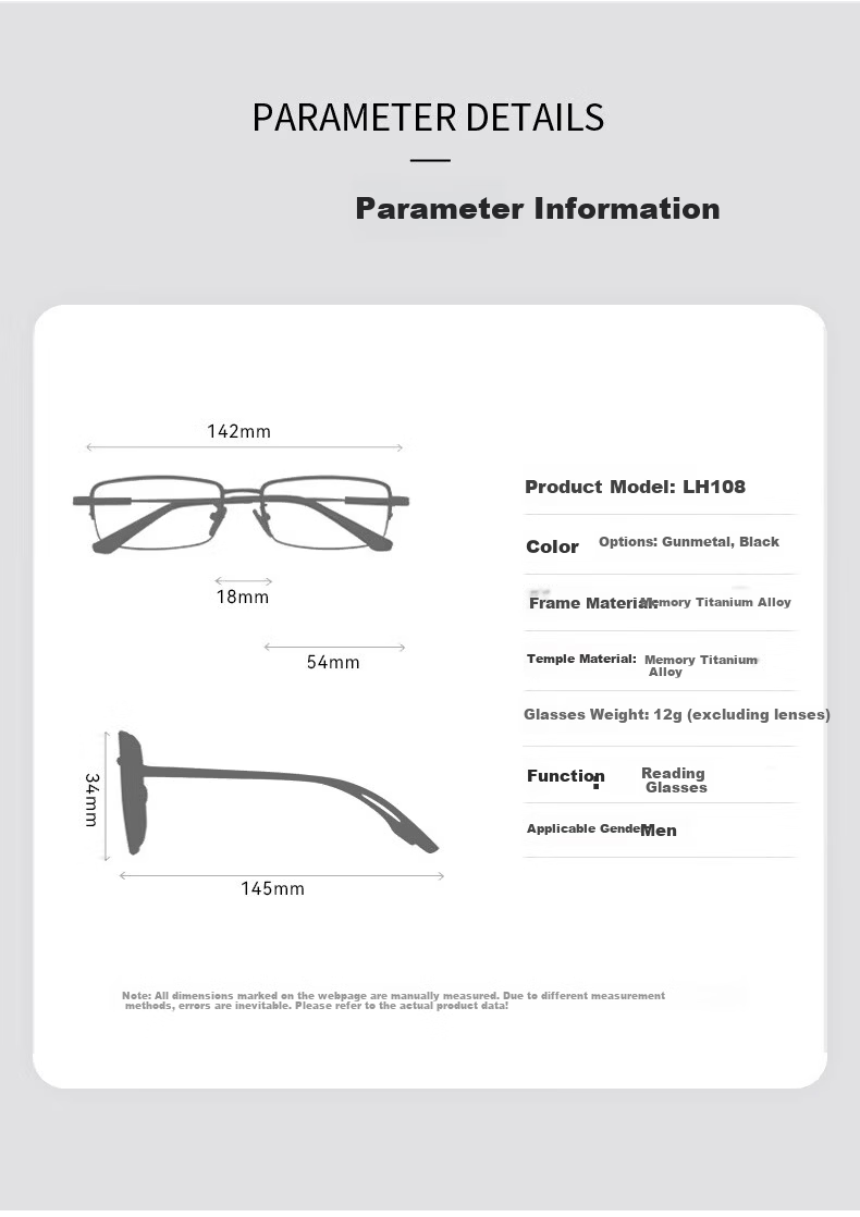 GOGOSOON 2025 New Business Men's Reading Glasses Memory Titanium Alloy Genuine Ultra-Light Frame 10