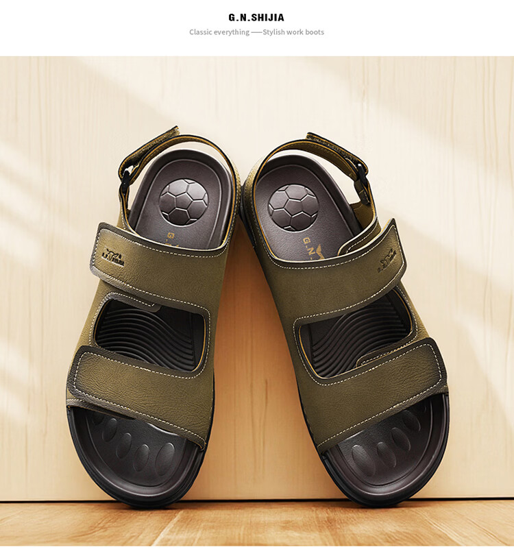 Bull Family Men's Leather Sandals Summer New Breathable Casual Comfortable Durable Beach Shoes Lightweight Versatile Outdoor Shoes for Men 18