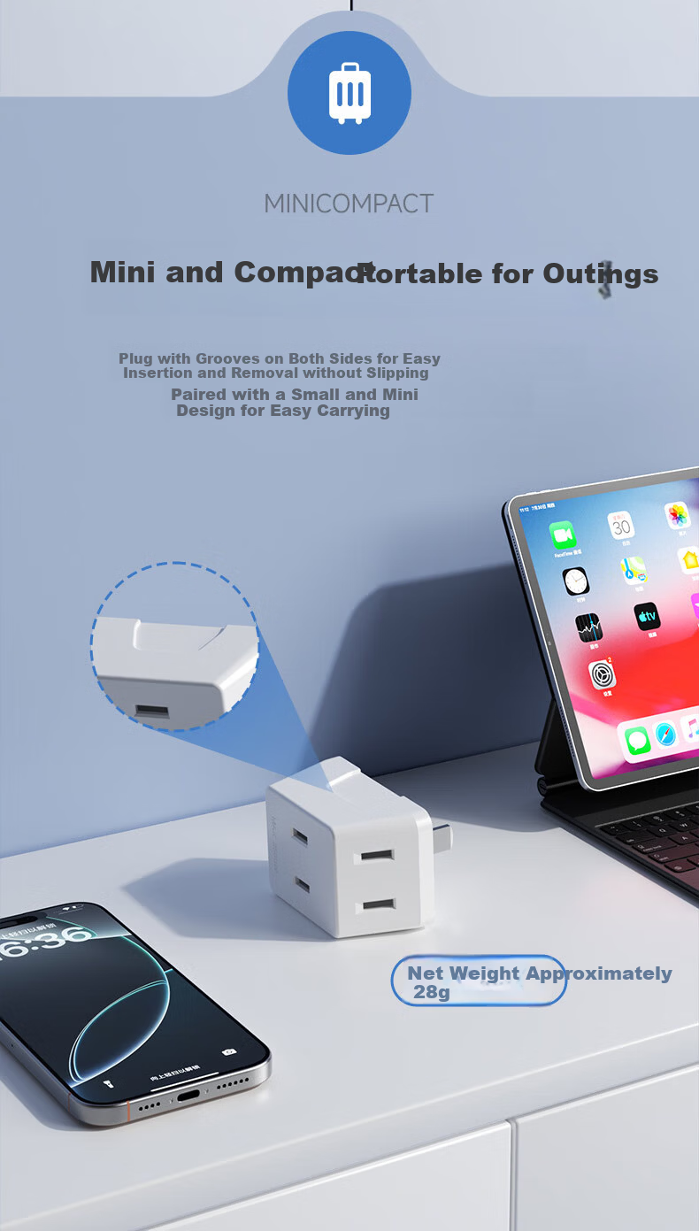 AUX Socket Converter Dormitory Plug Adapter Extension Socket Mini Power Strip Wireless One-to-Three Outlet 5