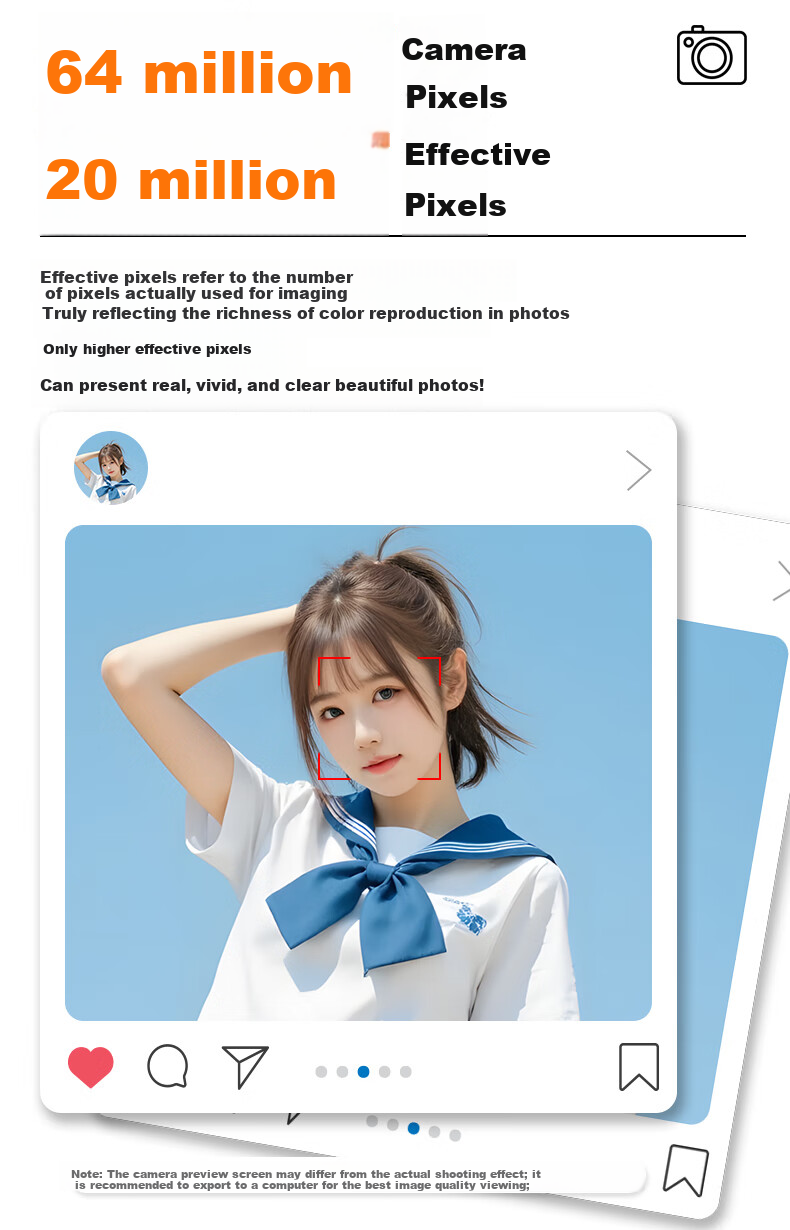 RUIZU T6 Student Digital Camera Soft Light Dual Lens Digital Camera [64MP Selfie] White 64GB Compact CCD Camera for Girls Campus Alternative 2