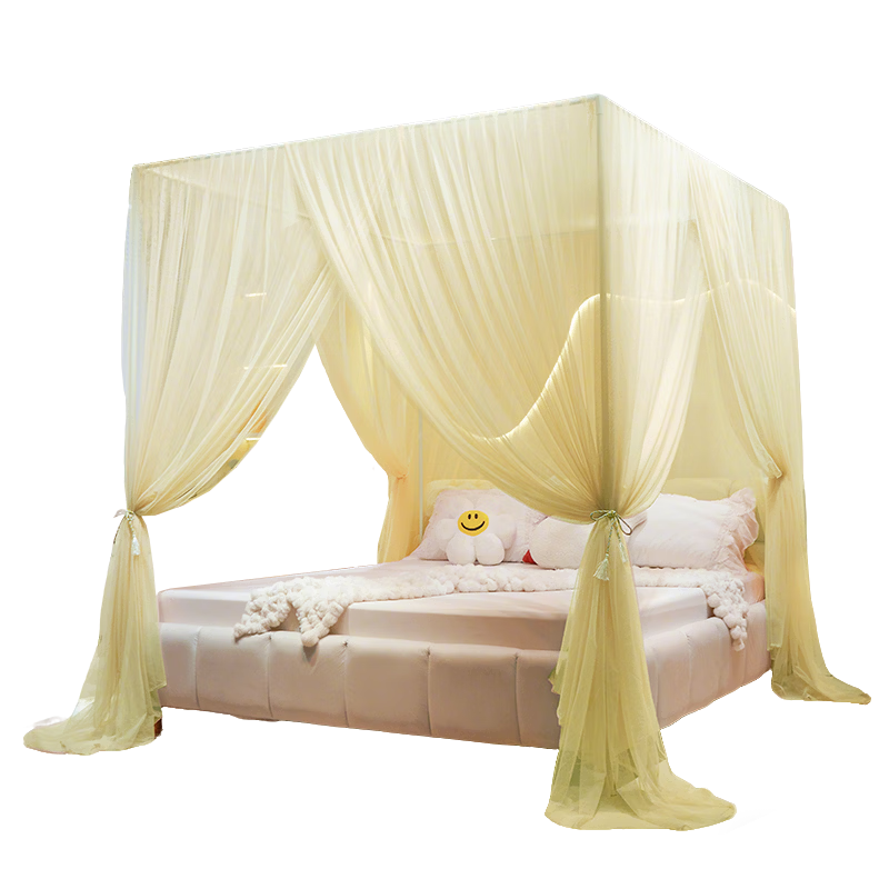 MUJI Floor Mosquito Net Palace Style Mosquito Net Frame 1.5*2m Home Bedroom Three-Door Full-Cover Dustproof Mosquito Bed Canopy