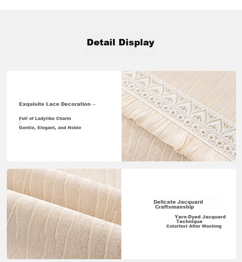 Wuyinliangpin French-Style Sofa Cover, All-Season Non-Slip Seat Cushion, Luxury Sofa Slipcover, Spring Sun Beige, 90*240cm 7