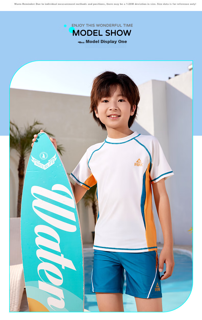 PEAK Kids Two-Piece Swimwear Boys Youth Thermal Swimwear Deep Blue 120 8