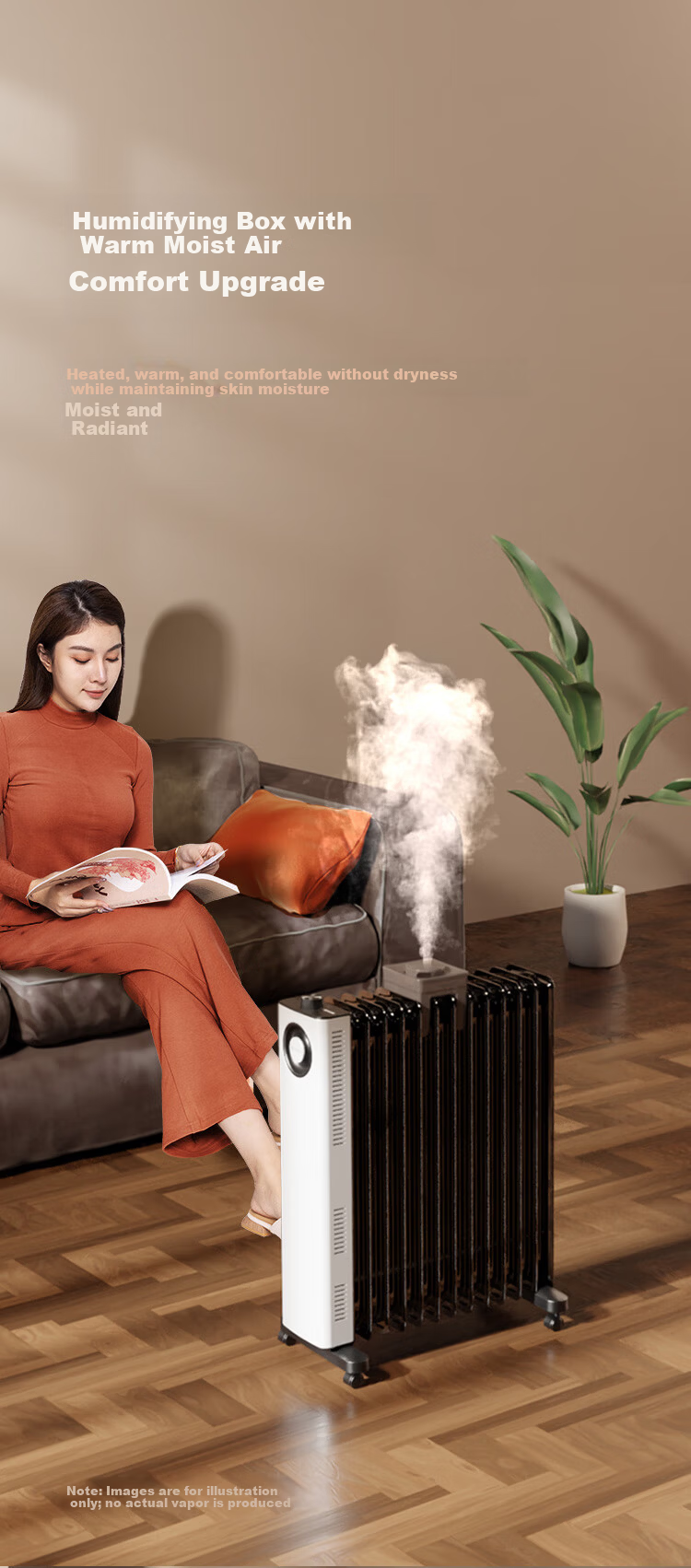 GREE Annual Best-Selling Electric Oil Heater Vertical Electric Heater Large Area Humidifying Wide Plate NDY23-X6022 5