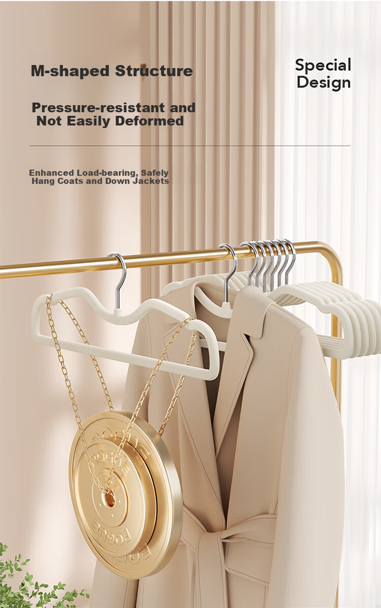 LYNN Flocked Hanger and Pants Rack Organizer Non-Slip No Mark Home Use Clothes and Pants Hangers for Students Dormitory 10-Pack 2