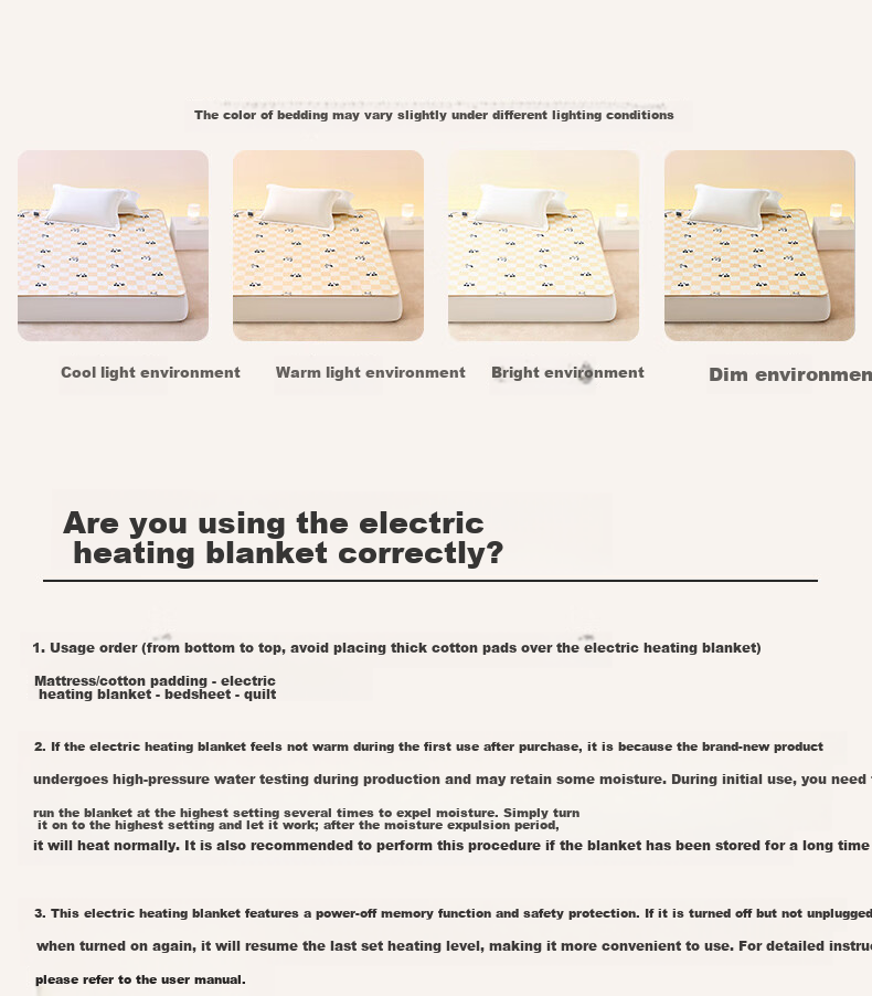 LOVO Luolai Microcomputer Dual Temperature Dual Control Mite Removal Electric Blanket Safety Temperature Control Electric Quilt 160*140 Pink 12