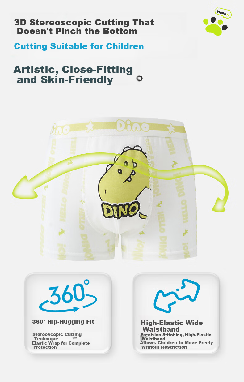 MiiOW Boys Ice Silk Underwear 3-Pack Children's Boxer Briefs Summer Thin Modal Breathable Boys' Mid-Length Underwear for Ages 6-12 6