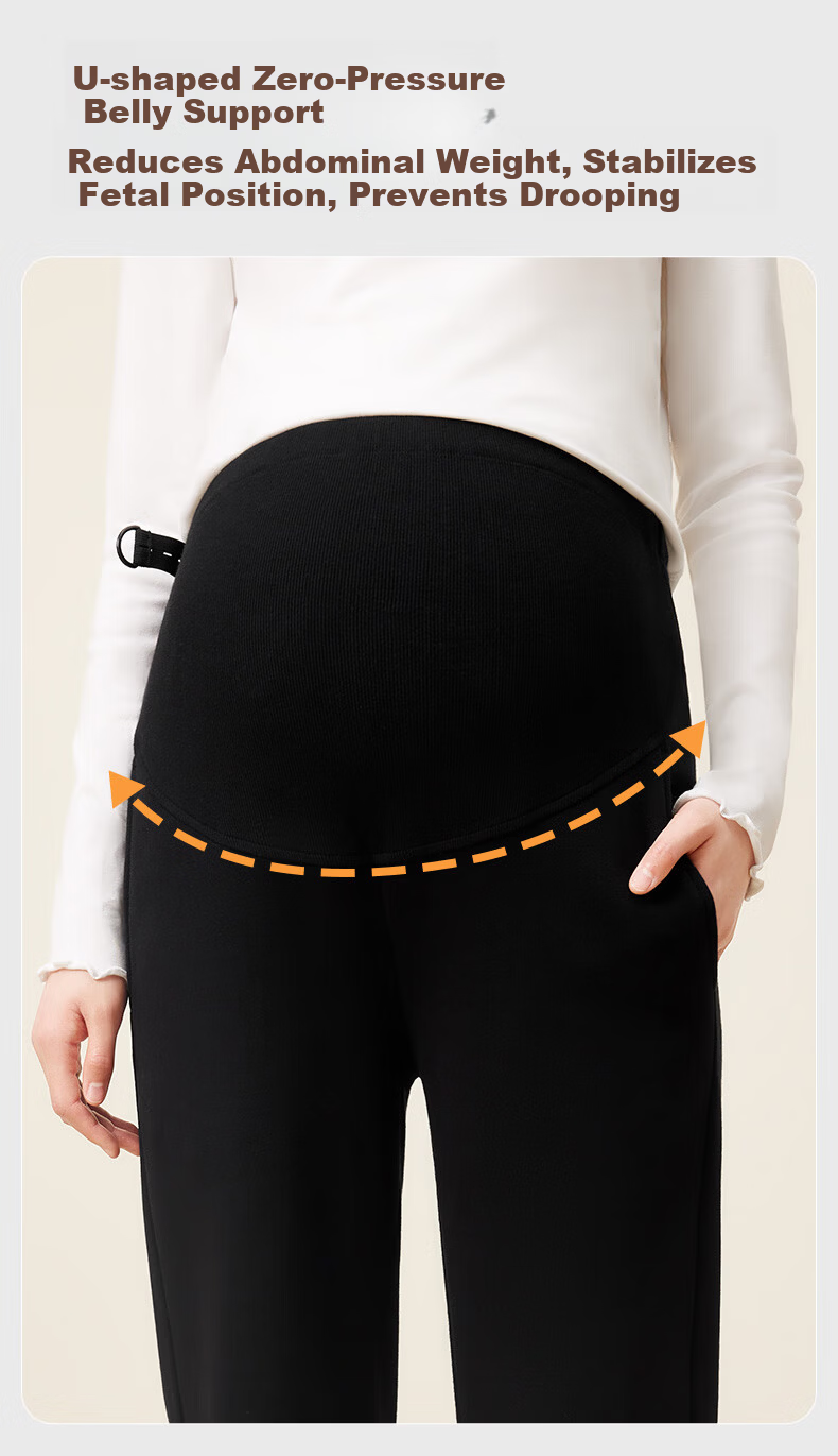 PurCotton Maternity Pants High Cotton Content Belly Support Pregnancy Four Seasons Casual Leggings Maternity Wear 160 4