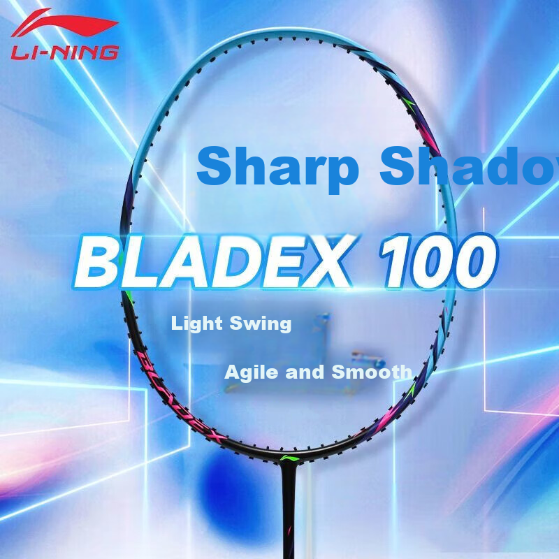 LI-NING Badminton Racket Feng Ying 100 Aurora Blue Full Carbon Speed Type AYPV041-4 4U Single Racket Pre-Strung