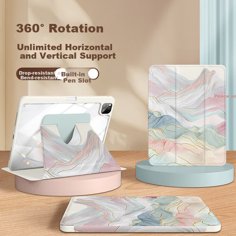 XP Huawei MatePad 11.5s Case 11.5 Inch Soft Light 2025/24 with Pen Slot Shockproof Rotatable National Trend Unisex Protective Cover - Colorful Mountains and Rivers