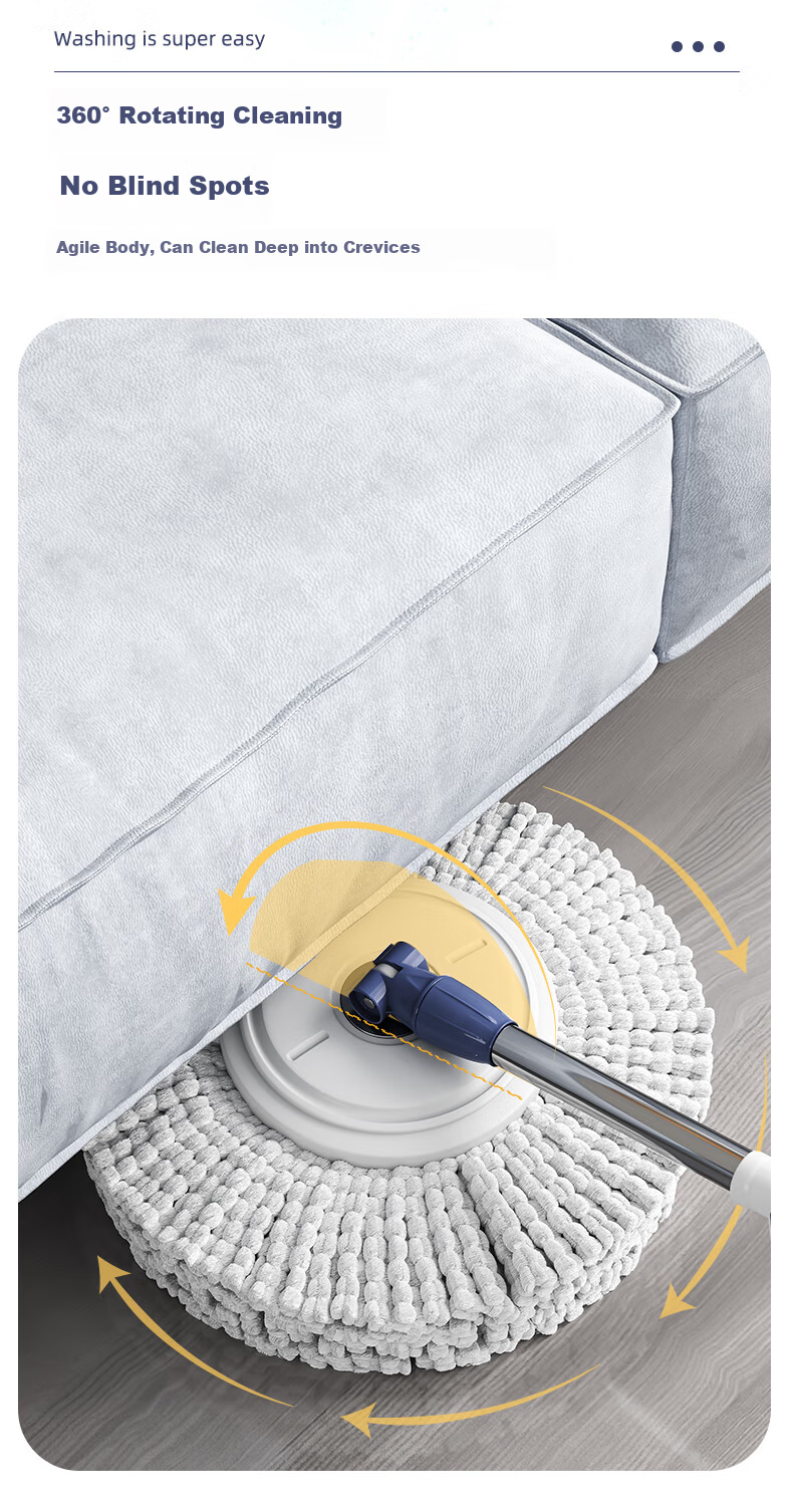 Taitaile Spin Mop with 2 Rotating Heads Household Hands-Free Water Absorbent Lazy Cleaning Tool 1