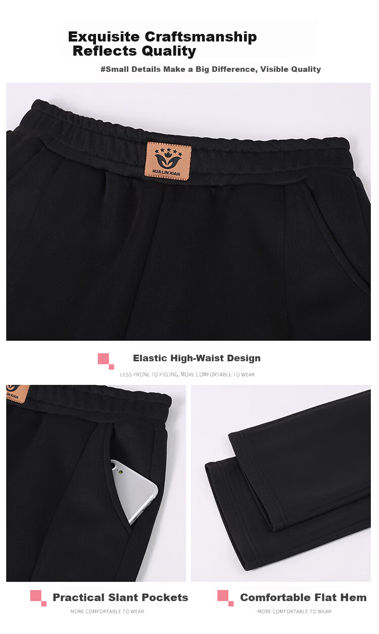 Woodpecker Women's Versatile Straight Loose Slimming Long Pants Spring Autumn New High Waist Sports Casual Pants Black 2XL 10