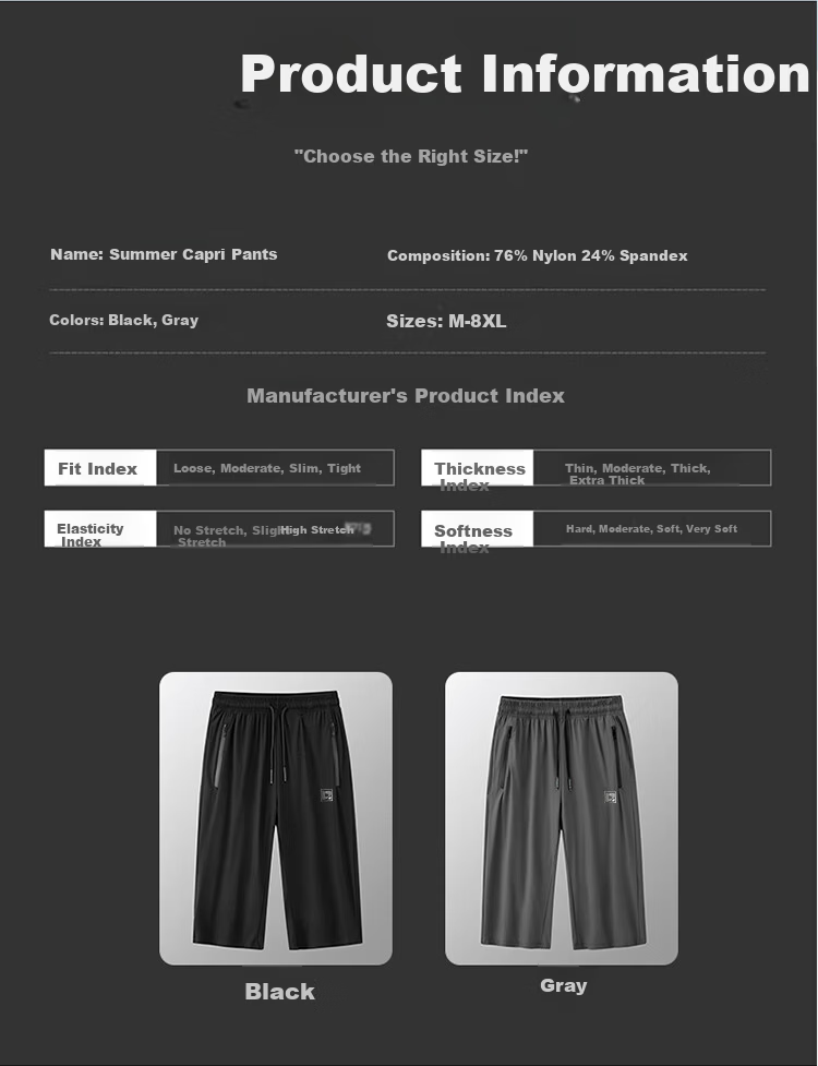 ROMON Men's Casual Summer Ice Silk Seven-Point Sports Shorts Thin Quick-Dry Pants DK79 Gray XL 7