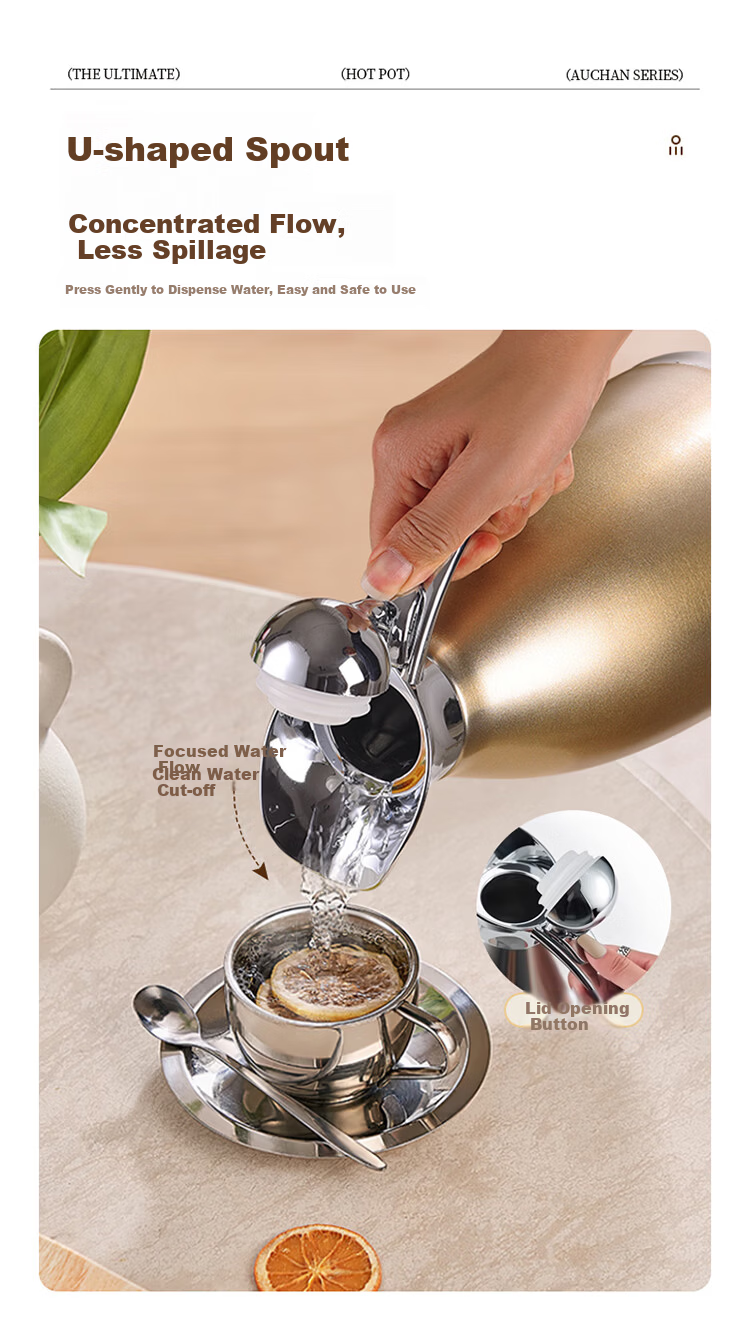 MAXCOOK Insulated Flask 304 Stainless Steel Vacuum Thermos Home Dormitory Hot Water Bottle 2L Natural Silver MCH-478 7