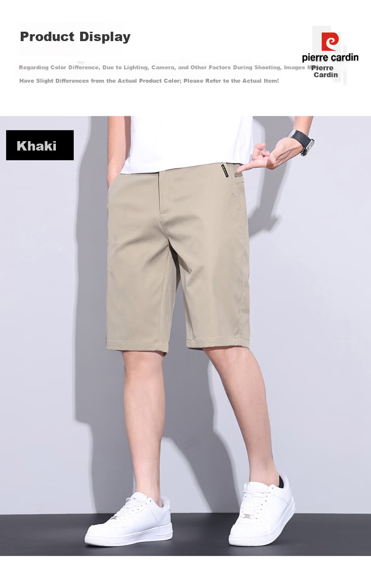 Pierre Cardin Men's Summer Lightweight Breathable Casual Loose Straight-Leg Khaki Shorts Size 32 7