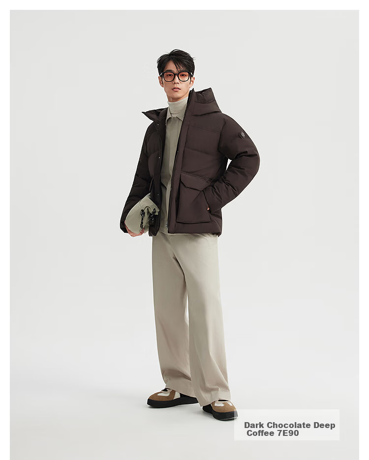 BOSIDENG Men's Off-Season 90% Down Thickened Hooded Loose Short Casual Warm Jacket 11
