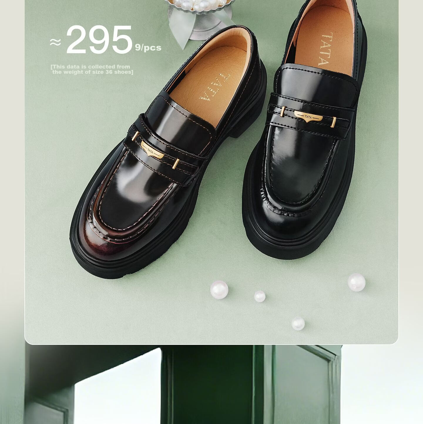 TATA Lu Yuxiao's Magic Detective Thick-Soled Loafers, British Style Genuine Leather Shoes, Black, Size 38 8