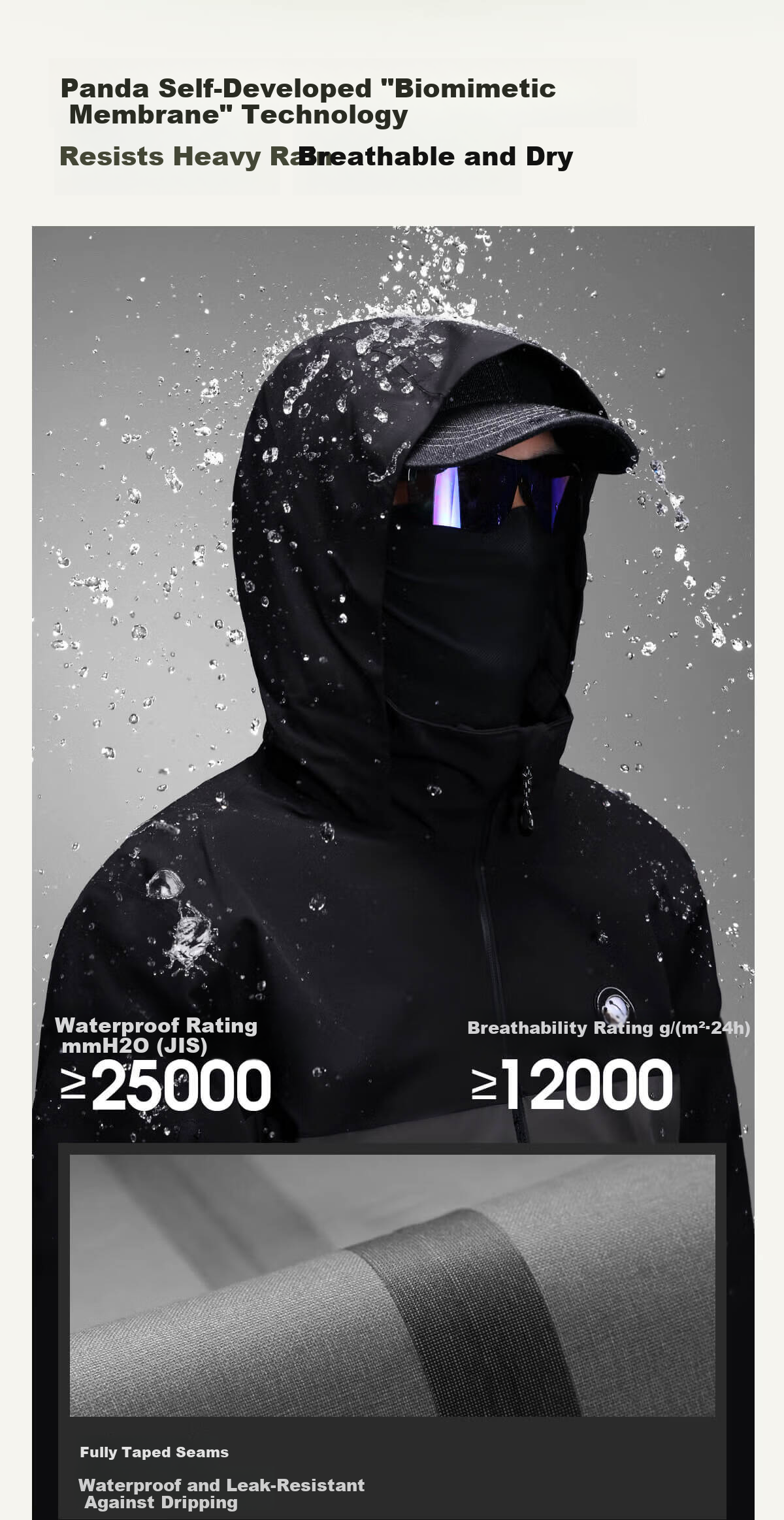 Panda [China Panda SE] 3-in-1 Men's Windproof and Rainproof Autumn Winter Hooded Mountaineering Jacket Women's 1613, XS 3