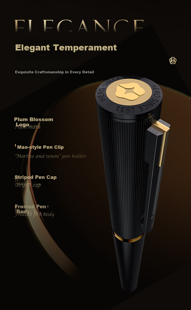 HERO Fountain Pen, Zhenrong Series Luxury Ink Pen, Platinum Ink Cartridge Gift Box, High-End Signature Pen for Women, Elegant Gift for Leaders And Teachers 1