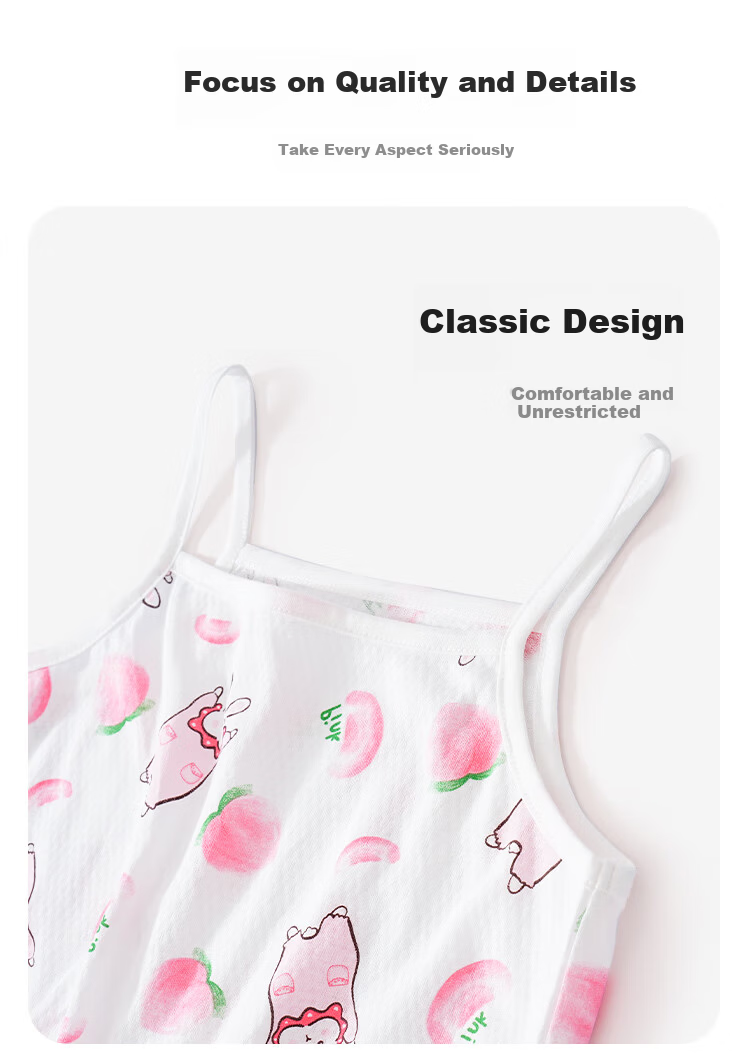 DEESHA 100% Cotton Girls' Pajama Dress Sleeveless Vest Homewear Base Layer Air Conditioning Clothes 5