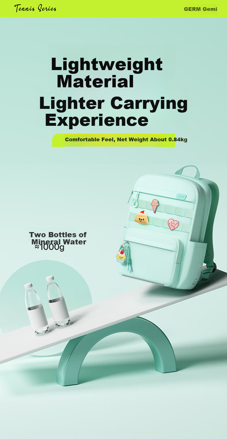 Germ Lightweight Large Capacity School Backpack for Elementary and Middle School Girls Grades 4-6 18