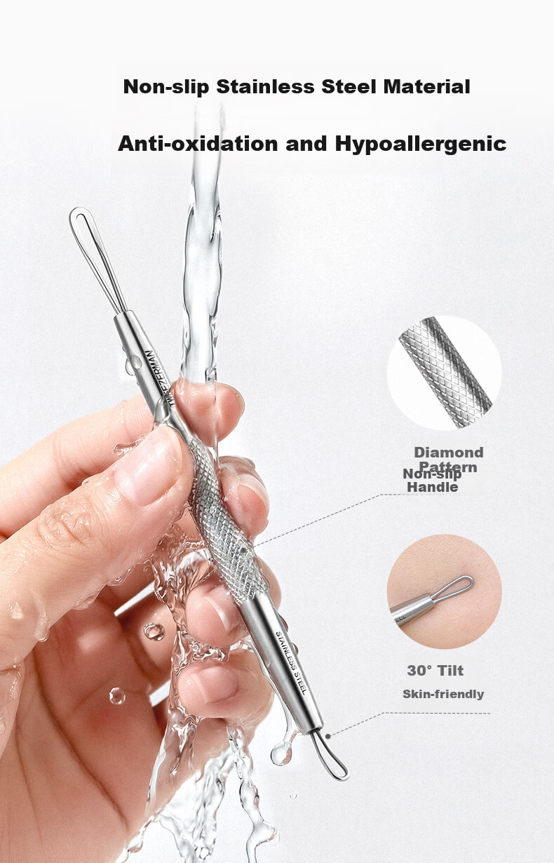 Tweezerman Imported Blackhead Remover No-Needle Design Whitehead Extractor Acne Pimple Tweezer Gift 11