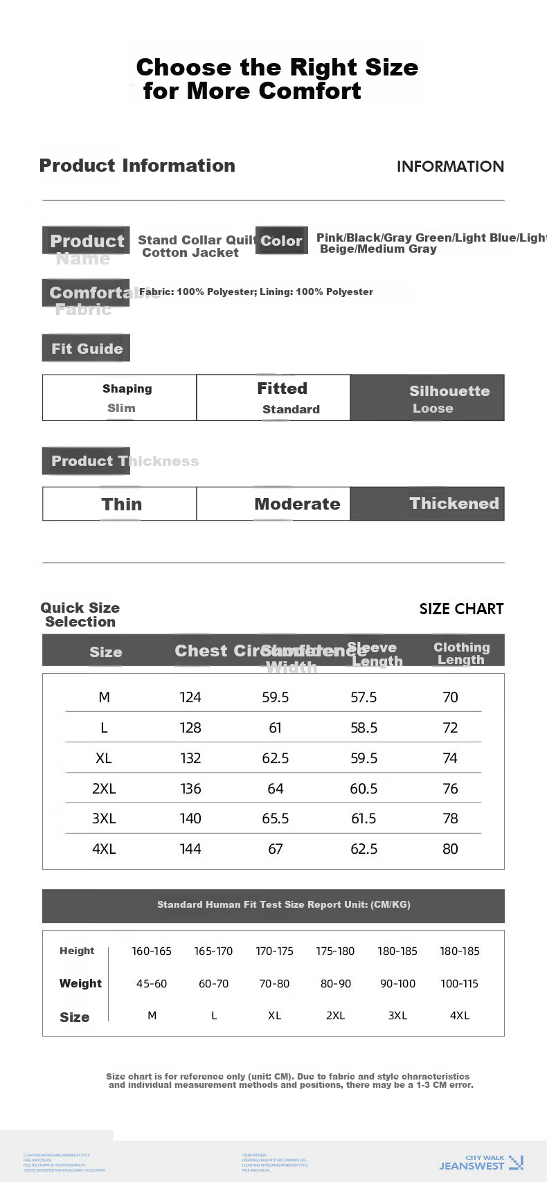 JEANSWEST LIFE Men's Fleece-Lined Stand Collar Cotton Jacket Winter Windproof Cold-Resistant Puffer Coat Loose Warm Student Campus Cotton-Padded Jacket 8
