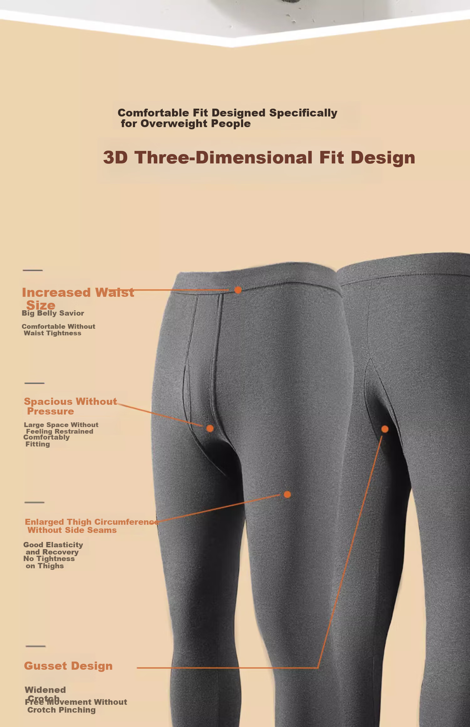 Bingxue Mianman Plus Size Men's Cotton Thermal Underwear Autumn Winter Thin Antibacterial Cotton Pants 10A 10