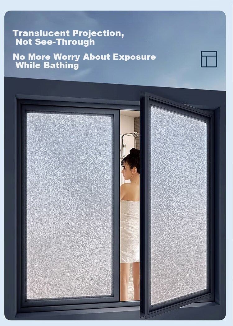 Jifudifu Anti-Static Frosted Glass Film 2m Kitchen and Bathroom Privacy Window Glass Door Sticker 8