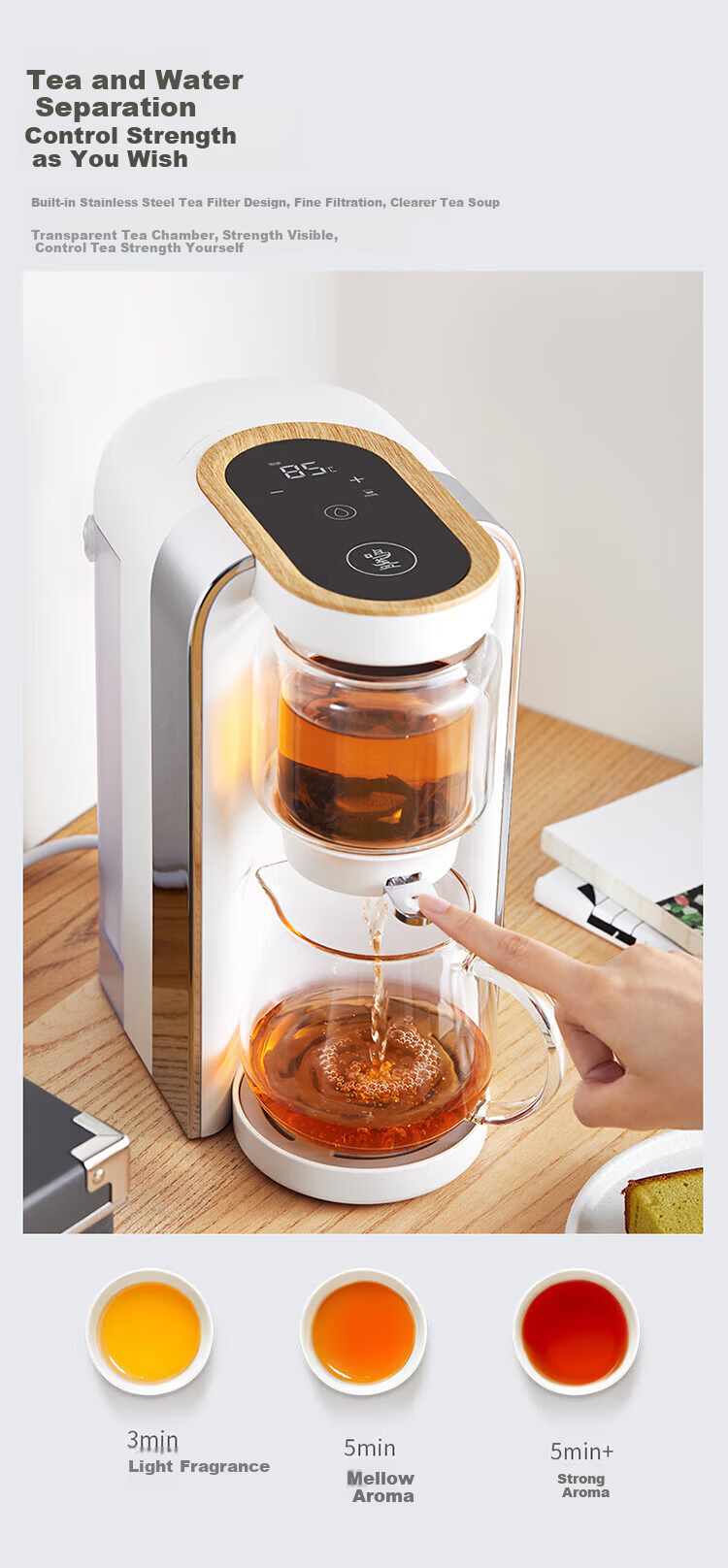 Mingzhan [Mid-Autumn Festival Gift] Health Pot Tea Maker Electric Kettle Teapot Mini Glass Flower Tea Pot Fast Heating Desktop Tea Machine Electric Water Boiler Tea Maker MZ-1151 11
