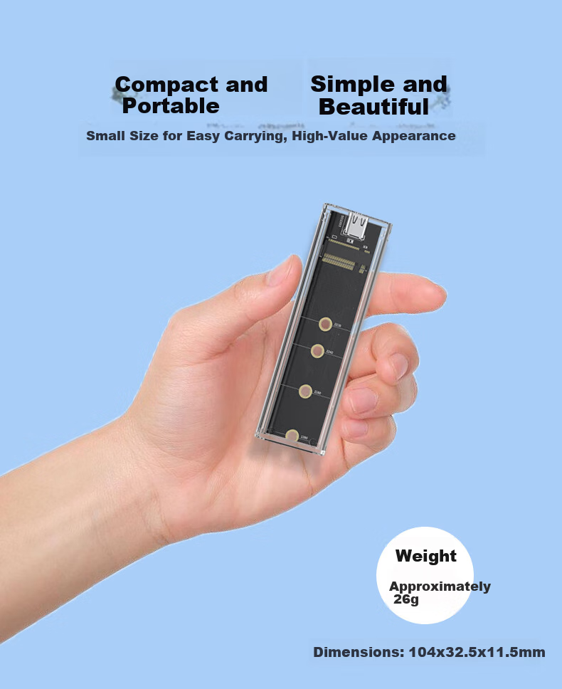 LINSTORAGE M.2 NVMe SSD Enclosure Type-C 3.2 External SSD Case USB 3.2 Hard Drive Enclosure for Laptop and Mobile Phone 12
