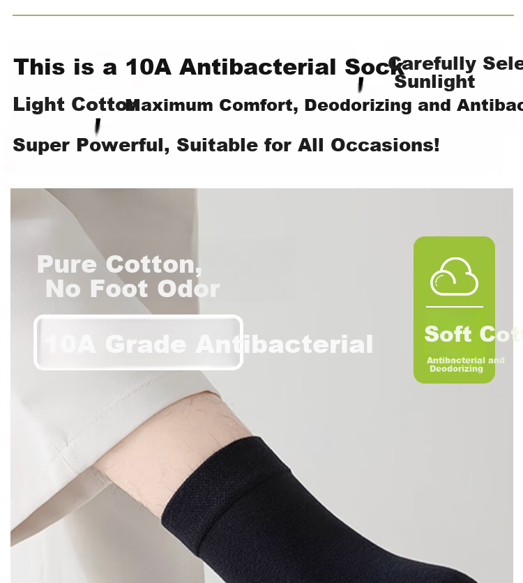Langsha Men's Socks 100% Cotton Autumn Winter Comfortable Mid-Calf Antibacterial Versatile Boxed Black Business Socks 2