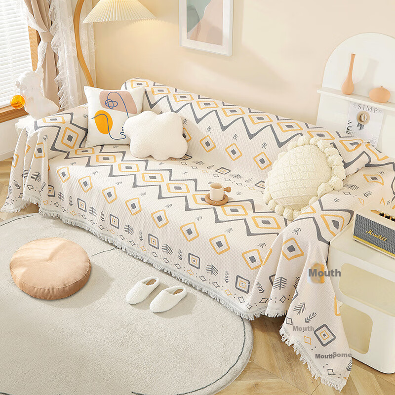 AVIVI Full-Cover Sofa Slipcover Cotton Woven Sofa Cushion Sofa Cover Four Seasons 180*230 Diamond Dream Pattern