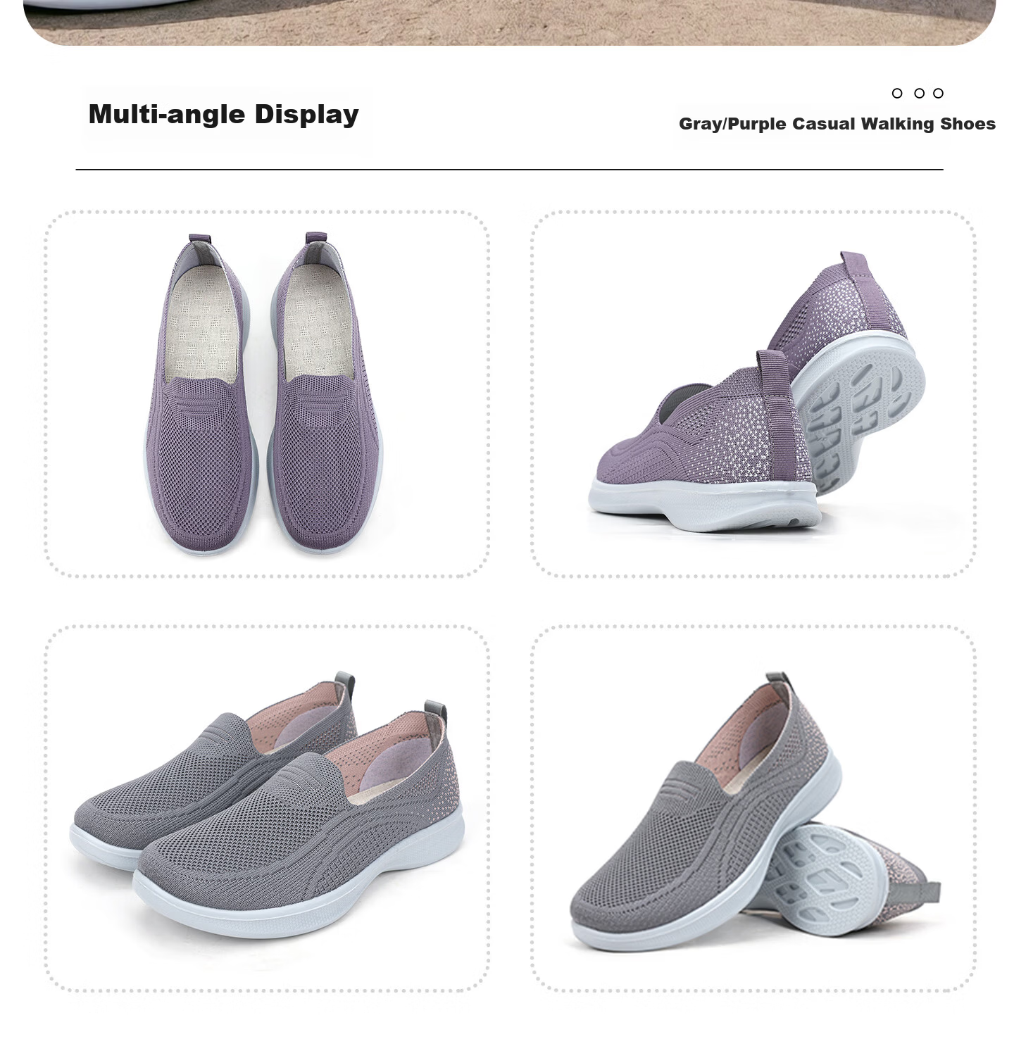 BUSHEYUAN Slip-On Casual Flyknit Middle-Aged and Elderly Sports Walking Shoes Old Beijing Cloth Shoes Women 610-8139 Taro Purple Size 37 19